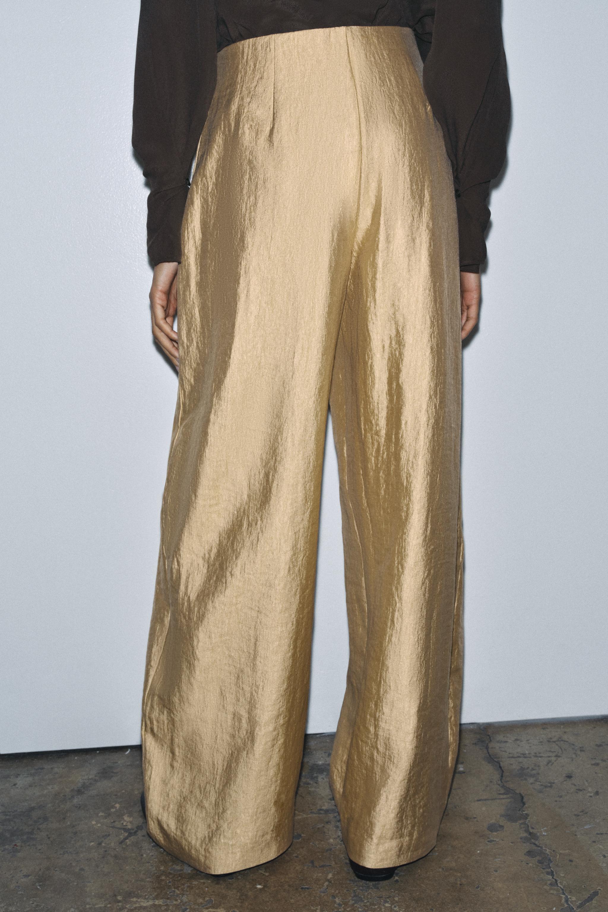 METALLIC PLEATED PANTS ZW COLLECTION